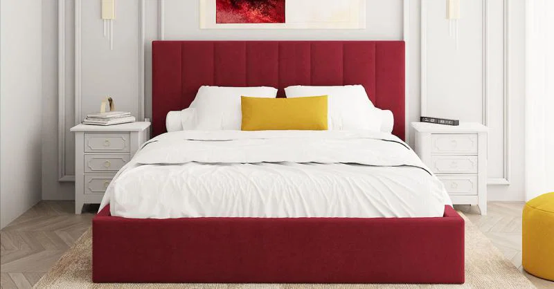 Čalouněná postel COLORADO 90x200 s kovovým zdvižným roštem VÍNOVÁ PARIS