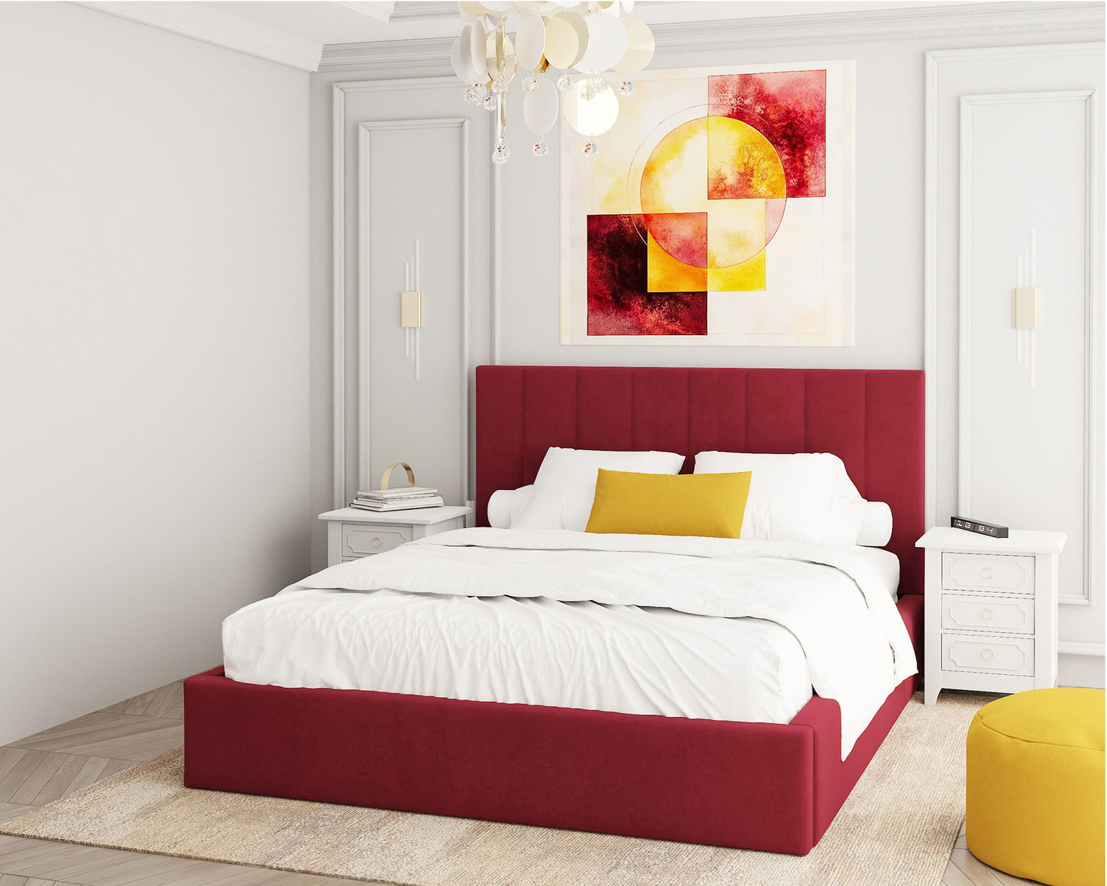 Luxusná posteľ COLORADO 180x200 s kovovým zdvižným roštom Vínová PARIS