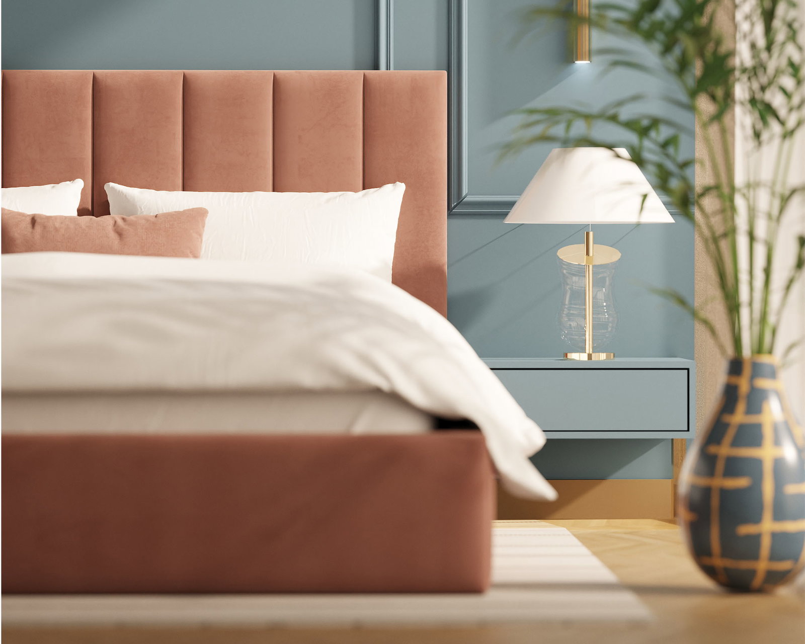 Luxusná posteľ COLORADO 160x200 s kovovým zdvižným roštom Lososová PARIS