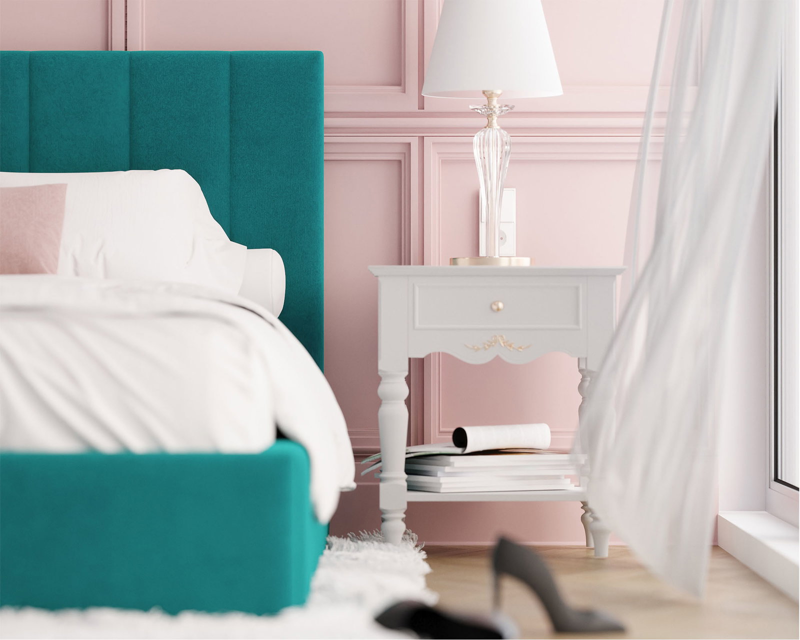 Luxusná posteľ COLORADO 180x200 s kovovým zdvižným roštom Tyrkysová PARIS