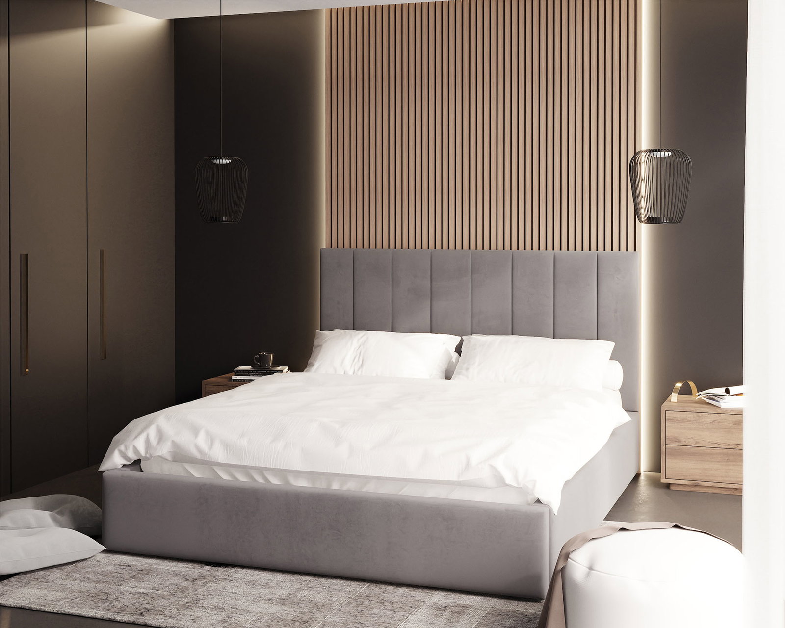 Luxusná posteľ COLORADO 160x200 s kovovým zdvižným roštom Sivá PARIS