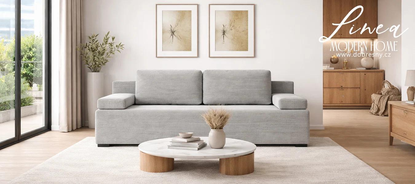 Rozkládací pohovka LINEA ŠEDÁ SZTRUKS 140x200cm