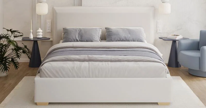 Čalouněná postel PERFETTO 140x200 s kovovým zdvižným roštem BÍLÁ PARIS