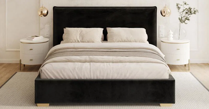 Čalouněná postel PERFETTO 180x200 s kovovým zdvižným roštem ČERNÁ PARIS