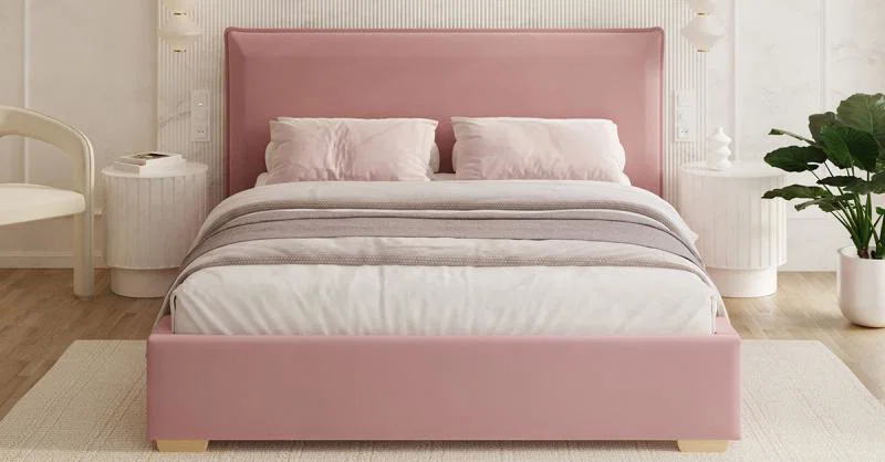 Čalouněná postel PERFETTO 160x200 s kovovým zdvižným roštem RŮŽOVÁ PARIS