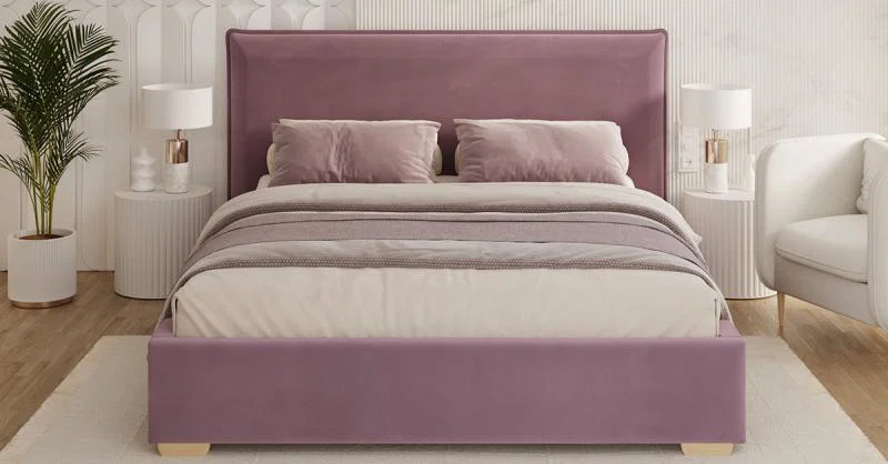 Čalouněná postel PERFETTO 180x200 s kovovým zdvižným roštem FIALOVÁ PARIS