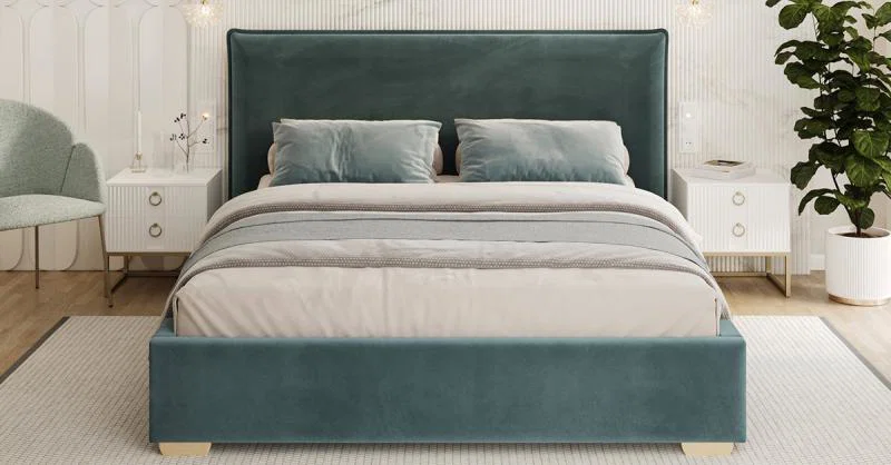 Čalouněná postel PERFETTO 160x200 s kovovým zdvižným roštem MODRÁ PARIS