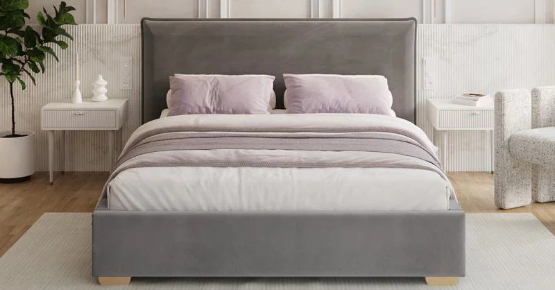 Čalouněná postel PERFETTO 160x200 s kovovým zdvižným roštem ŠEDÁ PARIS