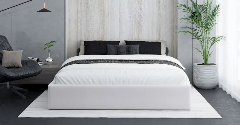 Čalouněná postel ORLANDO 120x200 Bílá PARIS s úložným prostorem kovový rošt