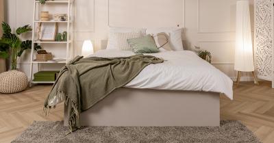 Postel PANAMA 120x200 s dřevěným zdvižným roštem BÉŽOVÁ