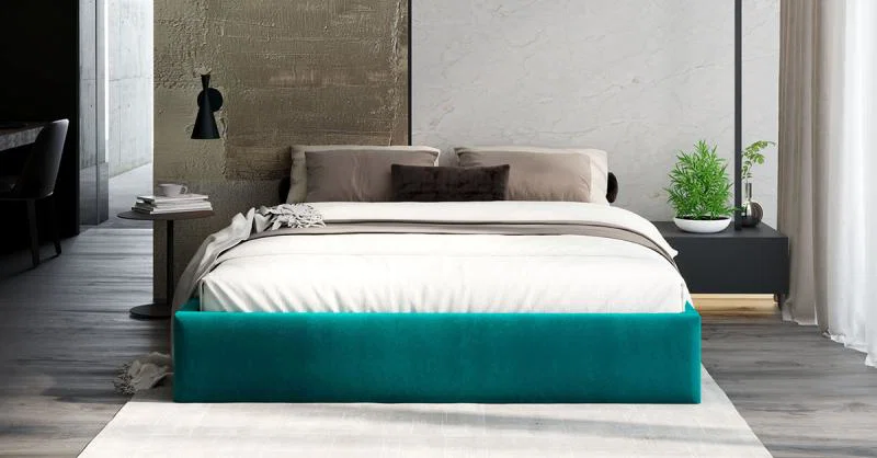 Čalouněná postel ORLANDO 120x200 Tyrkysová PARIS s úložným prostorem kovový rošt