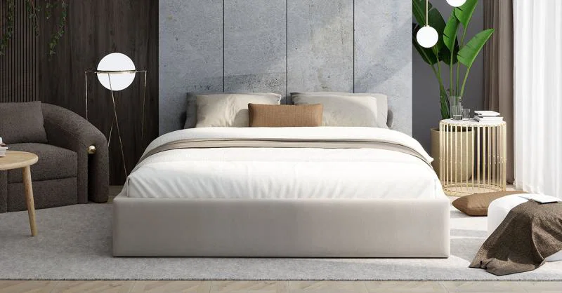 Čalouněná postel ORLANDO 160x200 Krémová PARIS s úložným prostorem kovový rošt