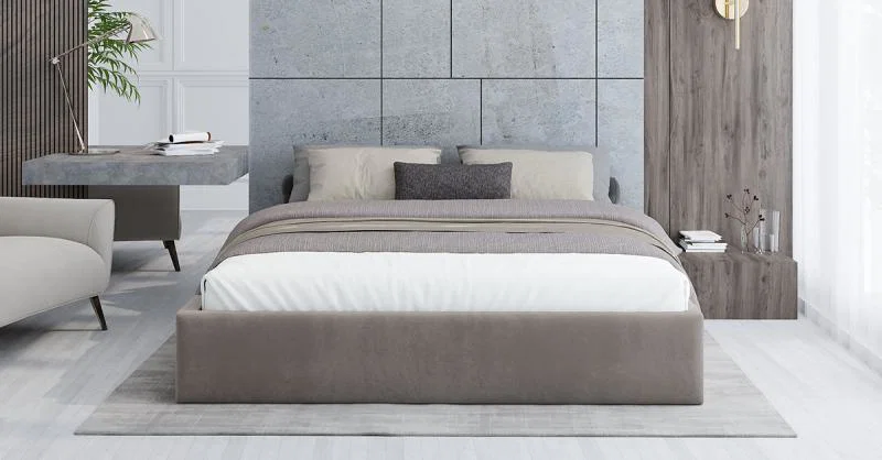 Čalouněná postel ORLANDO 160x200 Béžová PARIS s úložným prostorem kovový rošt