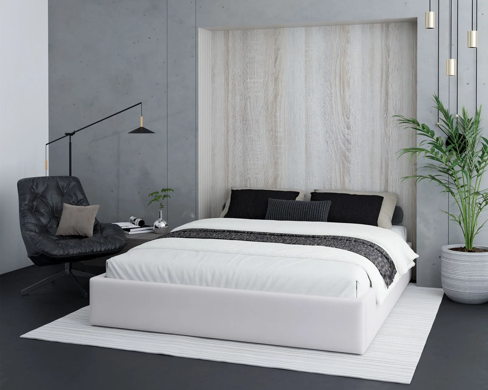 Čalouněná postel ORLANDO 180x200 Bílá PARIS s úložným prostorem kovový rošt