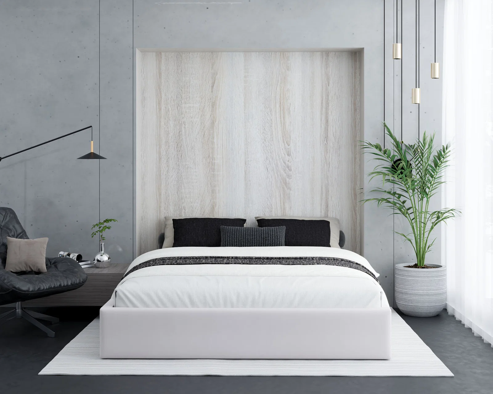 Čalouněná postel ORLANDO 180x200 Bílá PARIS s úložným prostorem kovový rošt