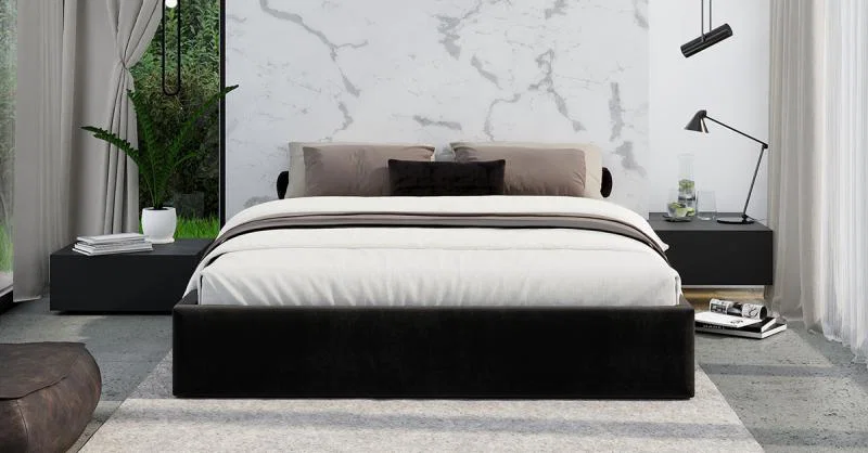 Čalouněná postel ORLANDO 180x200 Černá PARIS s úložným prostorem kovový rošt
