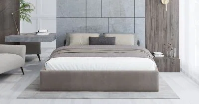 Čalouněná postel ORLANDO 180x200 Béžová PARIS s úložným prostorem kovový rošt