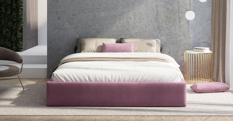 Čalouněná postel ORLANDO 180x200 Fialová PARIS s úložným prostorem kovový rošt