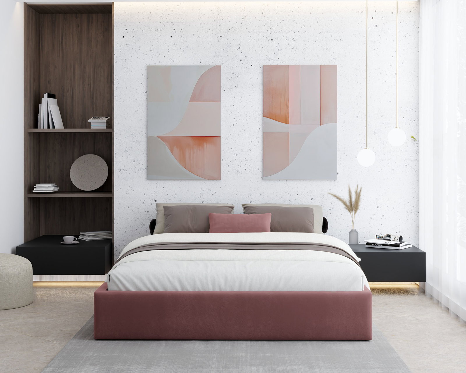 Čalúnená posteľ ORLANDO 180x200 Lososová PARIS s úložným priestorom kovový rošt