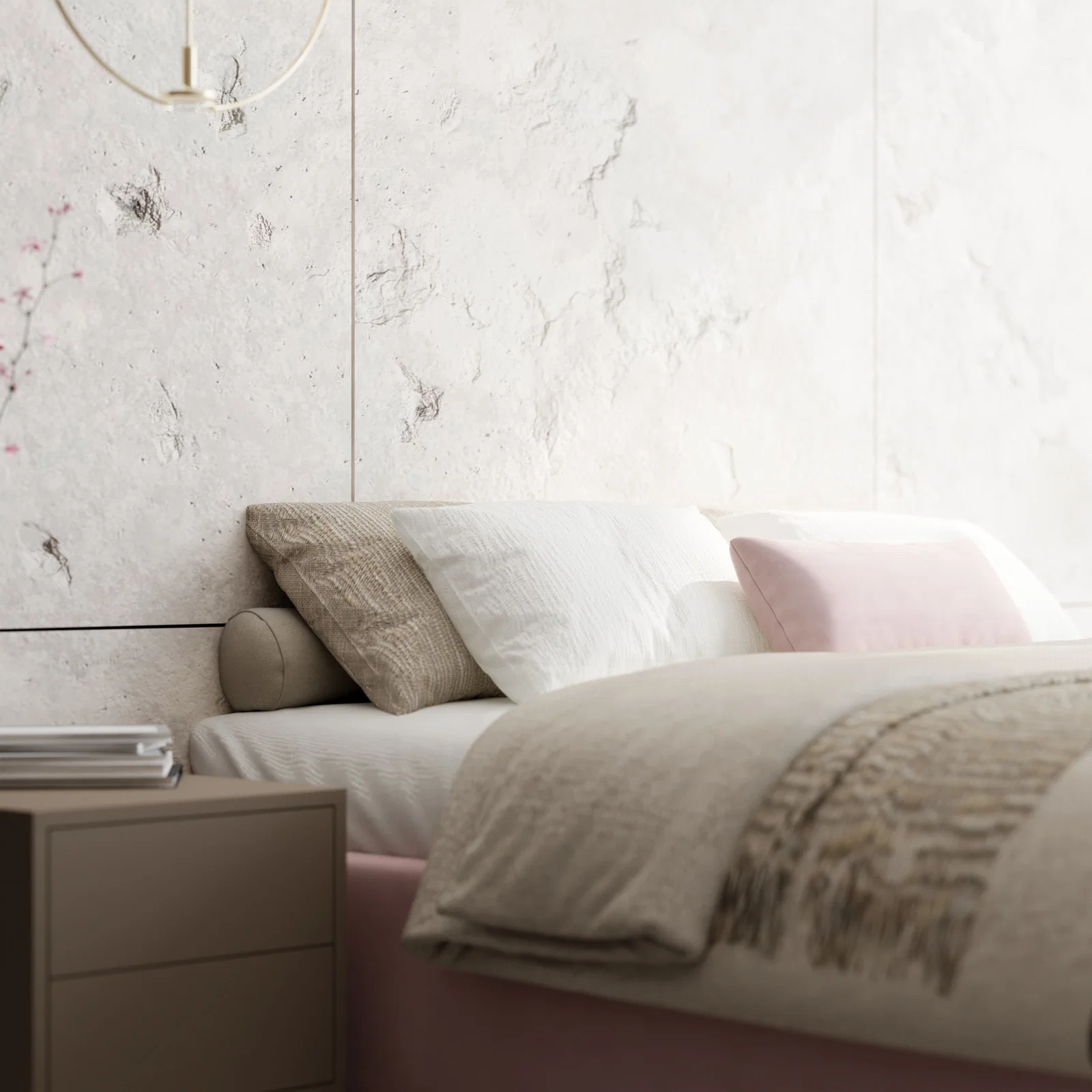 Čalouněná postel ORLANDO 90x200 Růžová TRINITY s úložným prostorem kovový rošt