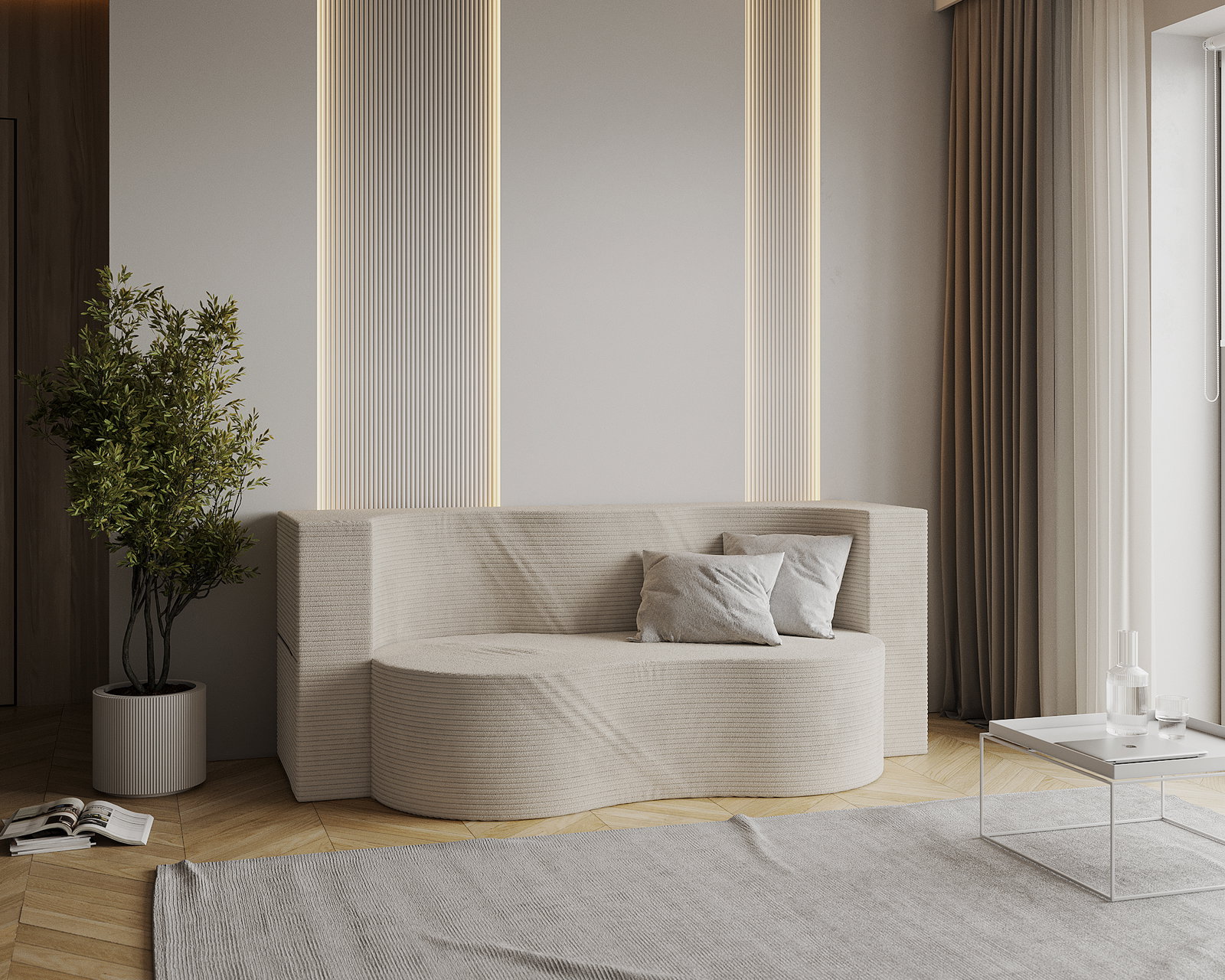 Rozkladacia pohovka TWIST KRÉMOVÁ SZTRUKS 120x200