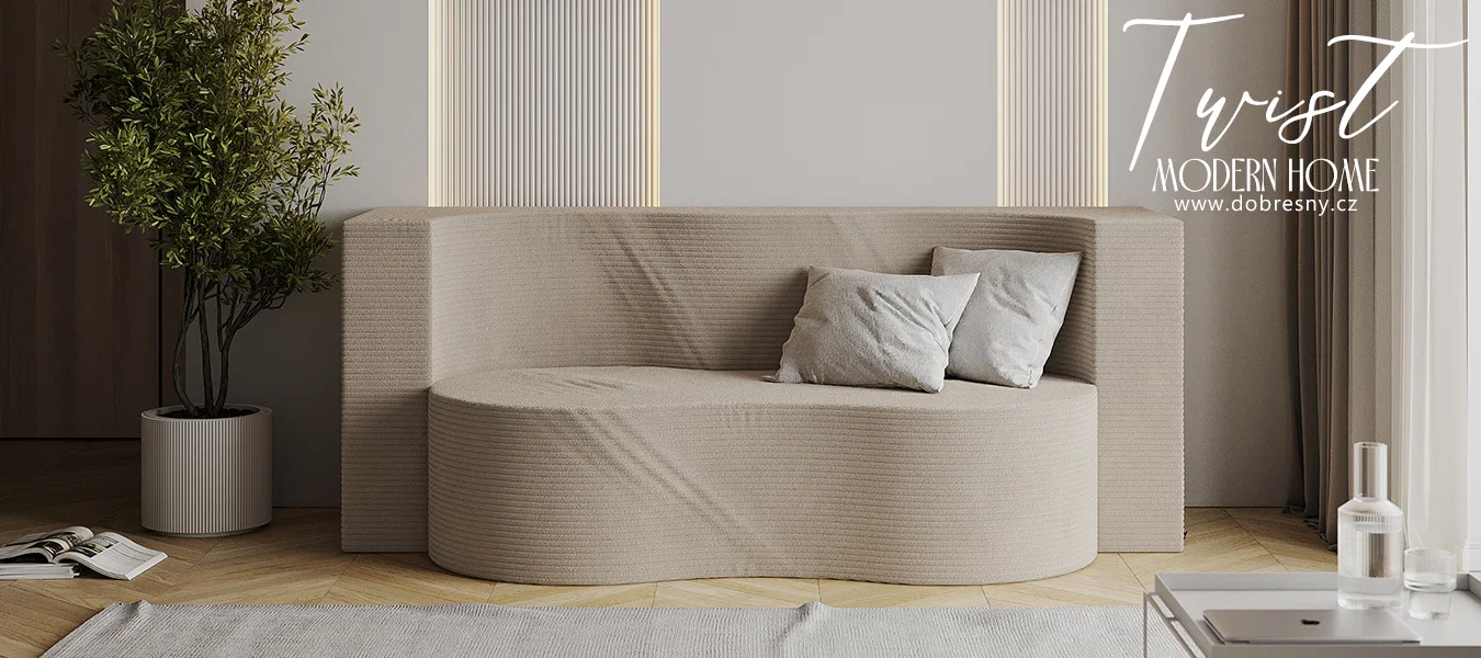 Rozkládací pohovka TWIST BÉŽOVÁ SZTRUKS 120x200