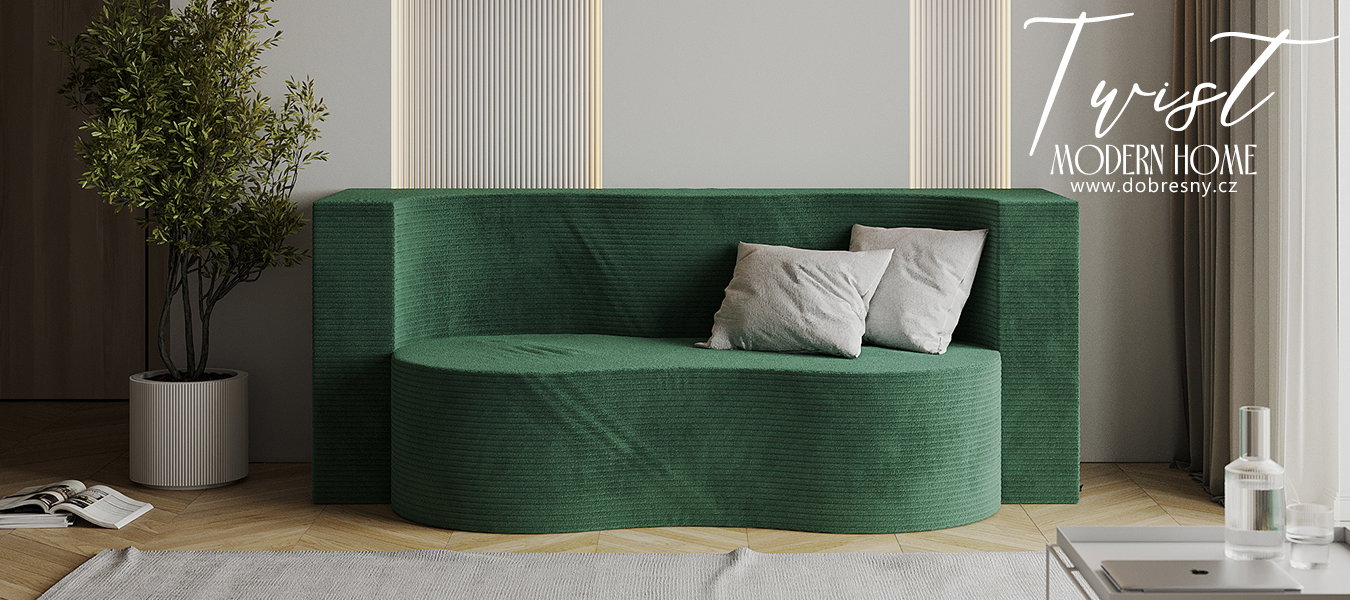 Rozkladacia pohovka TWIST ZELENÁ SZTRUKS 120x200