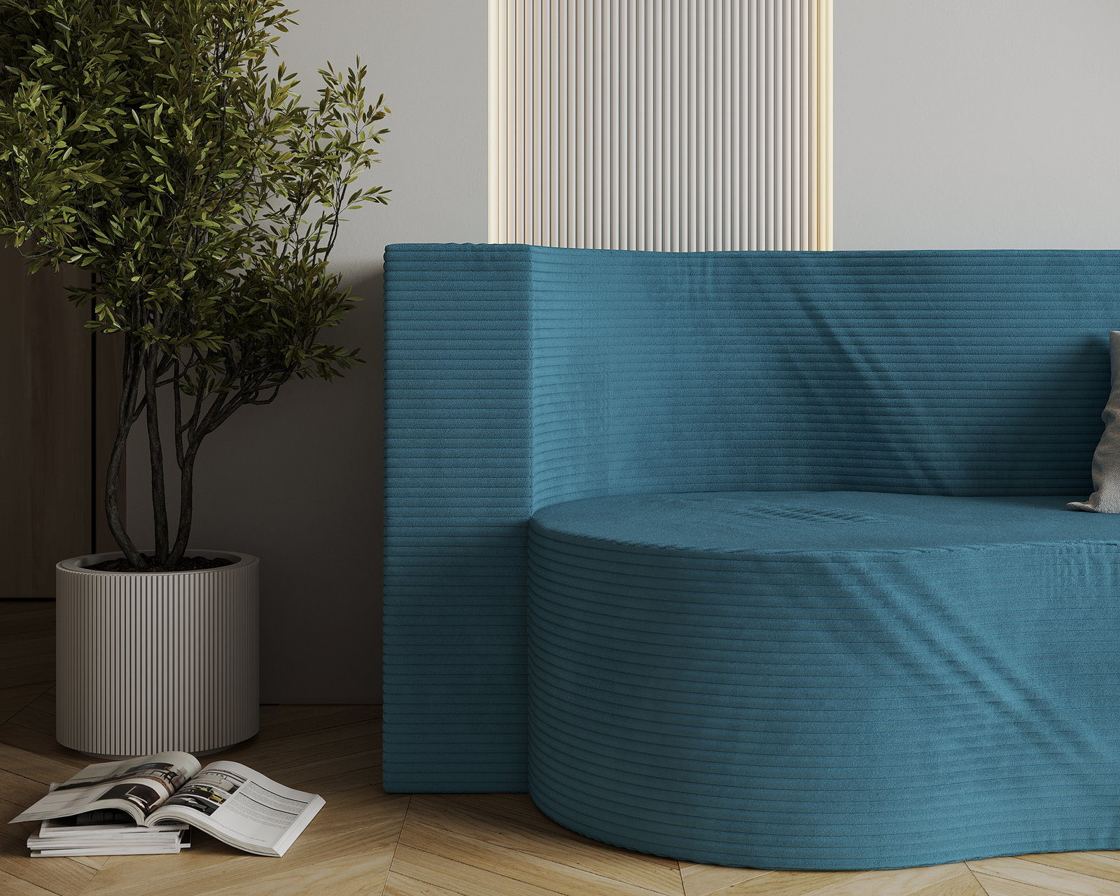 Rozkladacia pohovka TWIST MODRÁ SZTRUKS 120x200