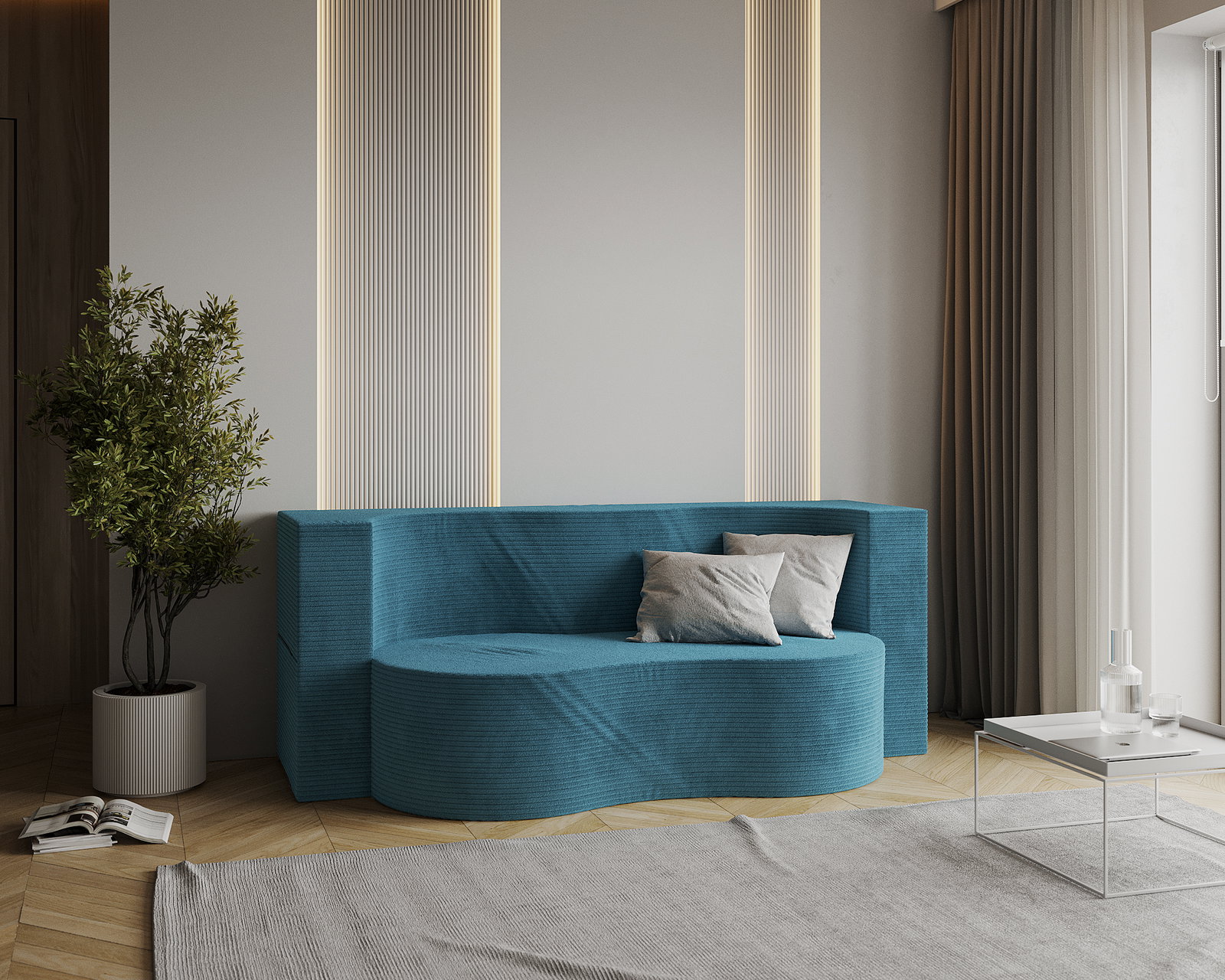 Rozkladacia pohovka TWIST MODRÁ SZTRUKS 120x200