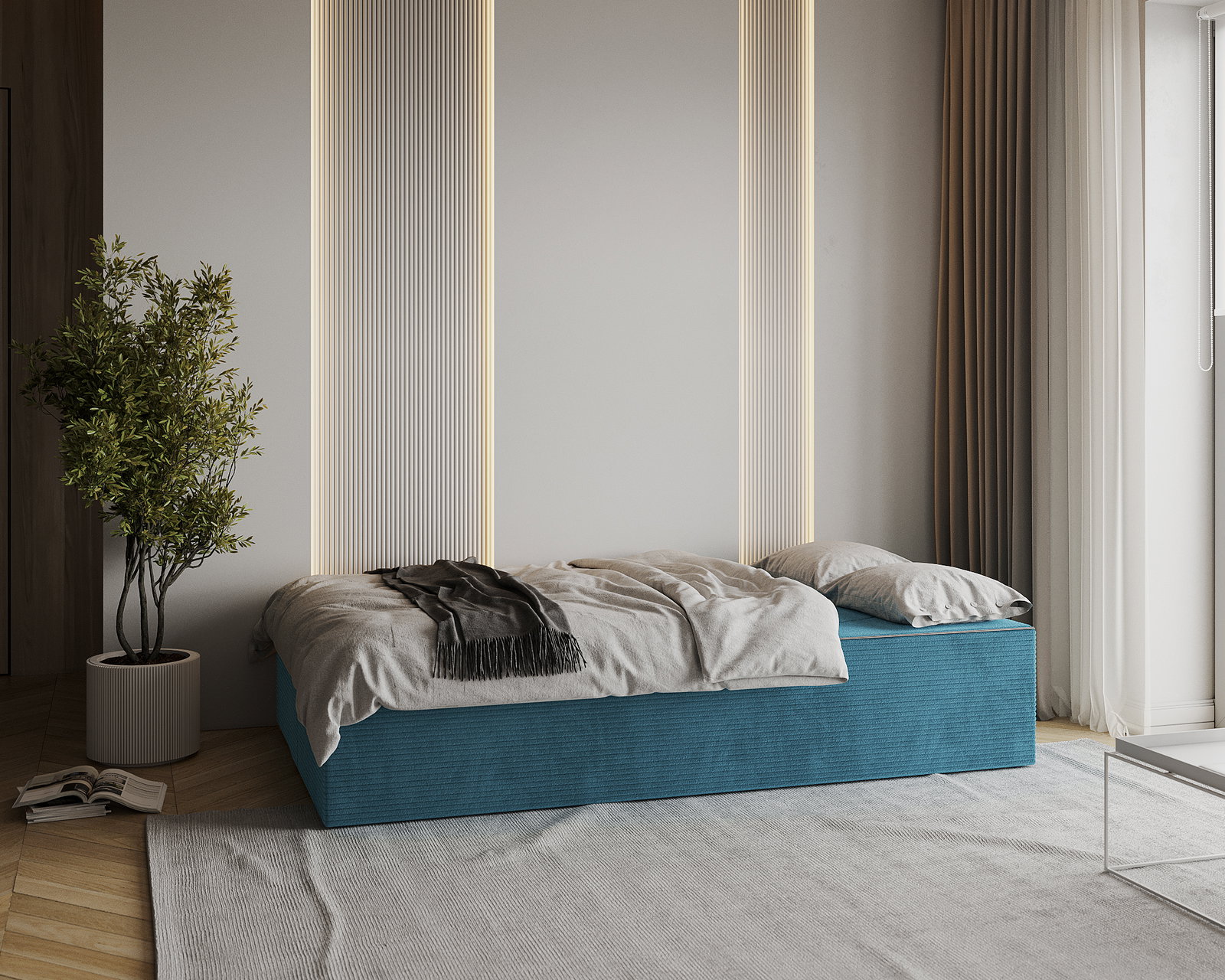 Rozkladacia pohovka TWIST MODRÁ SZTRUKS 120x200