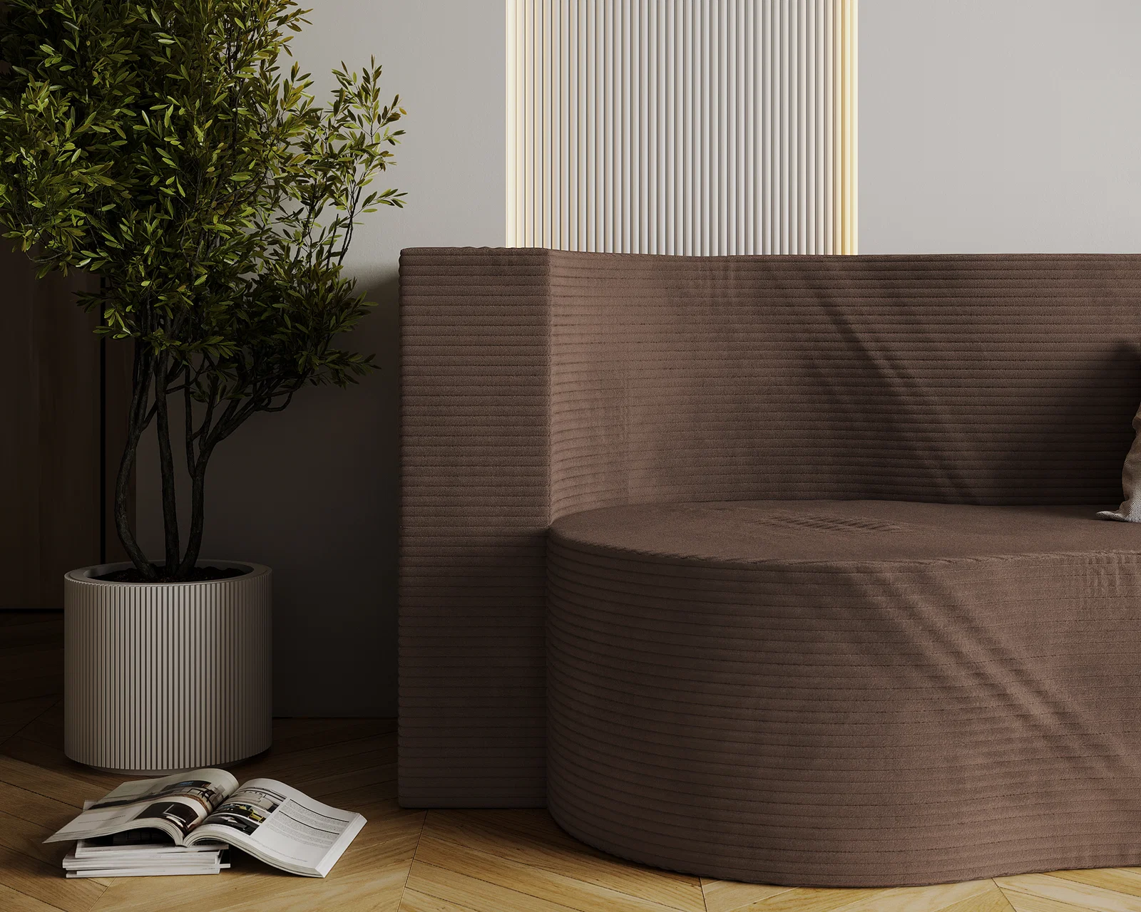 Rozkládací pohovka TWIST HNĚDÁ SZTRUKS 120x200