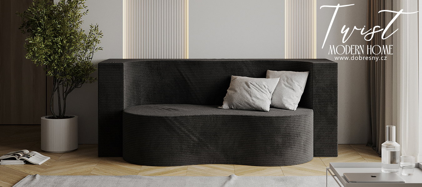 Rozkladacia pohovka TWIST ČIERNA SZTRUKS 120x200
