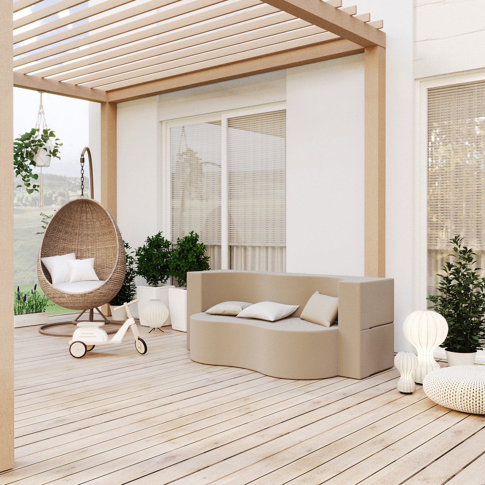 Rozkladacia pohovka TWIST GARDEN BÉŽOVÁ vodeodoná 120x200