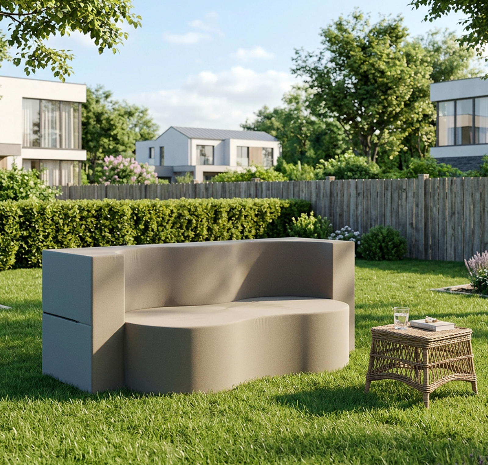 Rozkladacia pohovka TWIST GARDEN BÉŽOVÁ vodeodoná 120x200