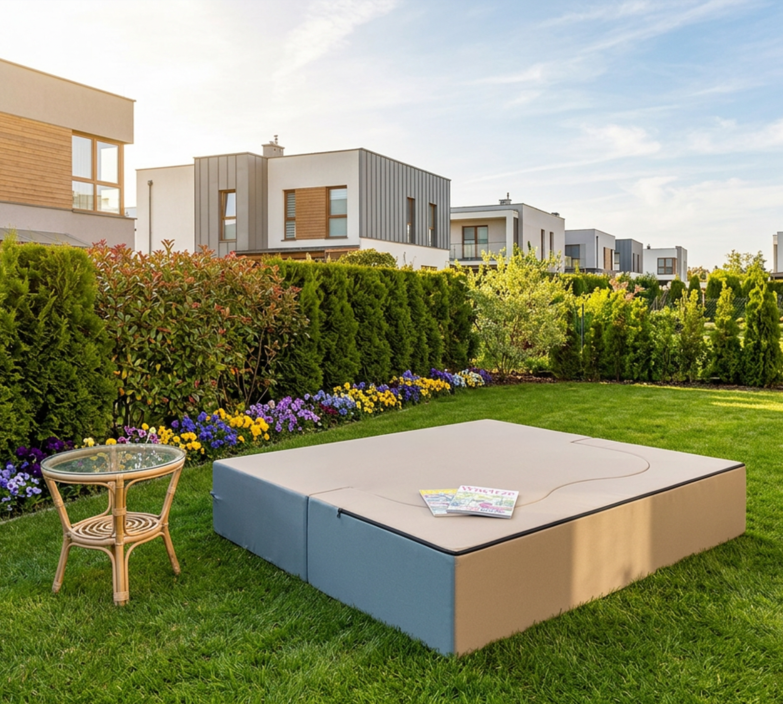 Rozkladacia pohovka TWIST GARDEN BÉŽOVÁ vodeodoná 120x200