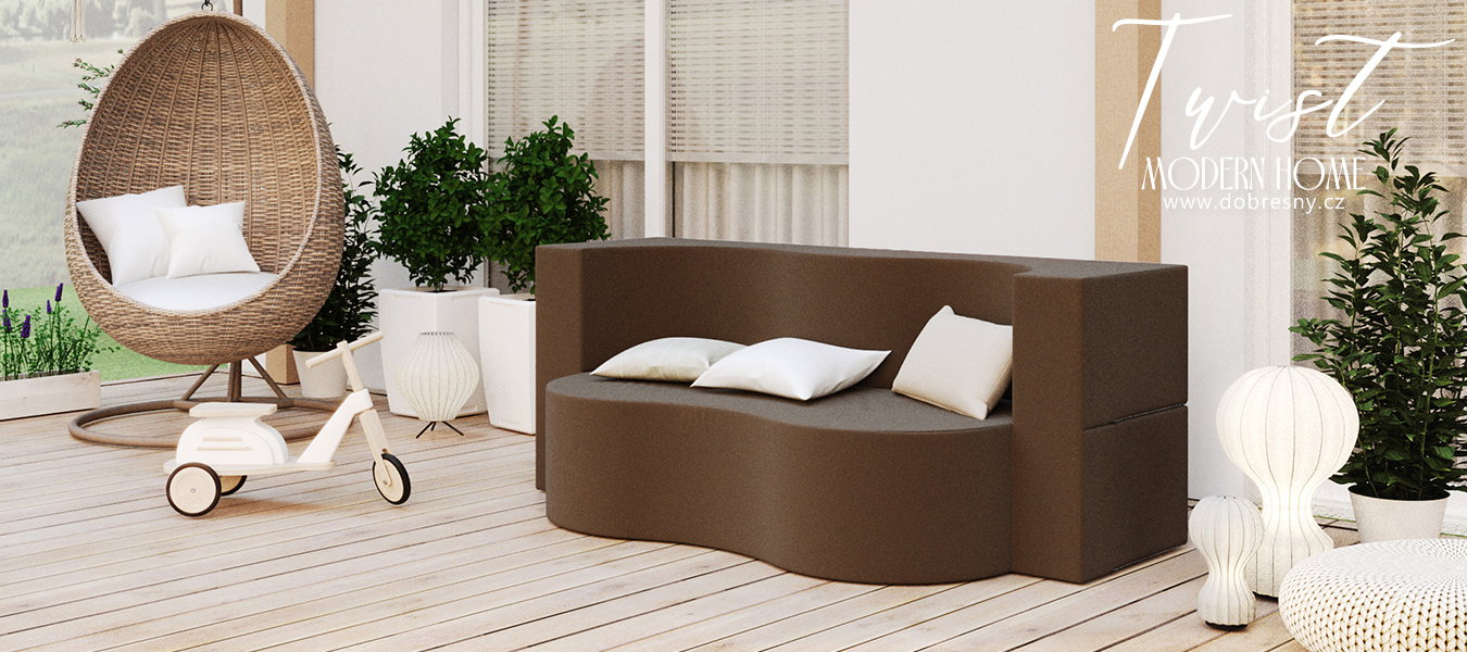 Rozkladacia pohovka TWIST GARDEN HNEDÁ vodeodoná 120x200