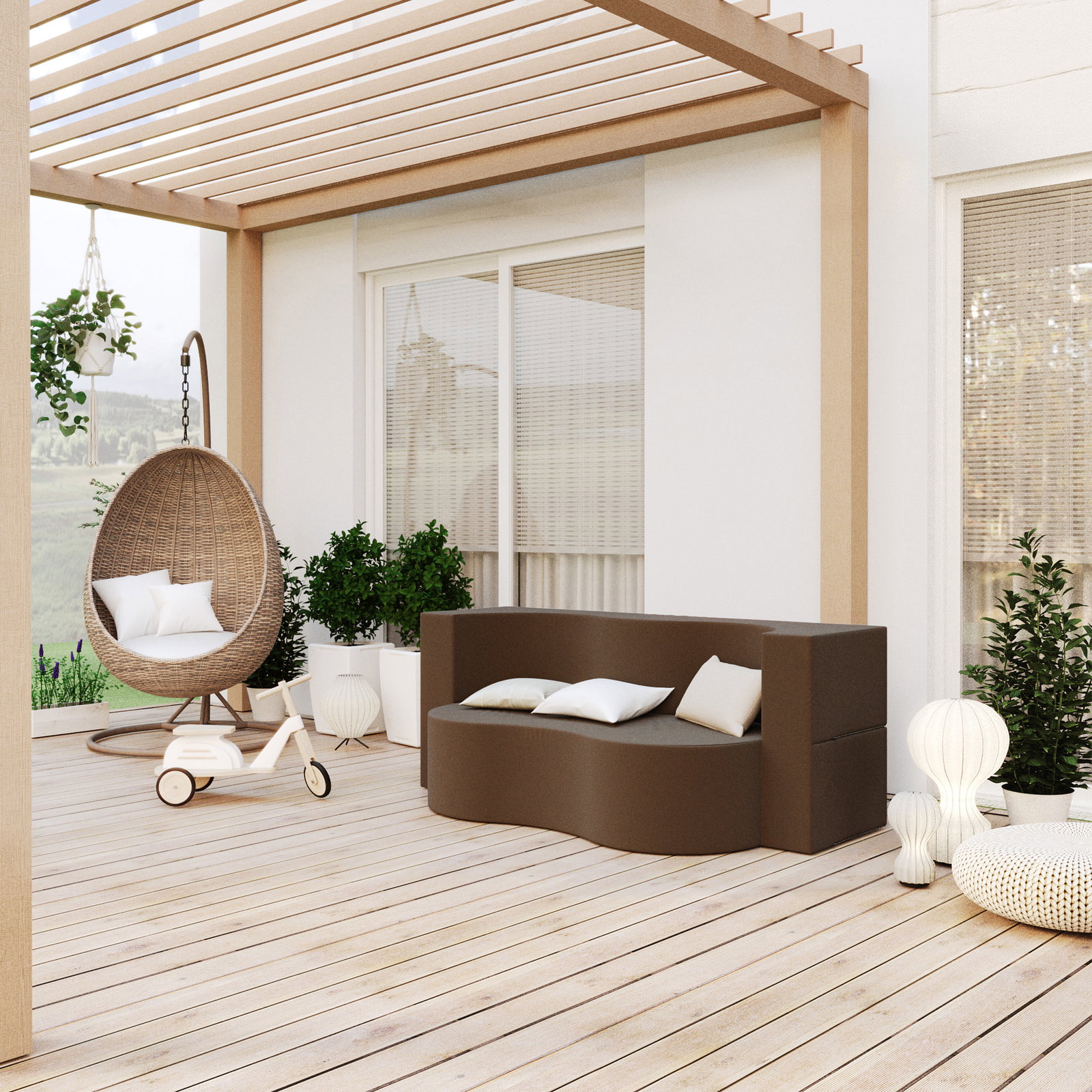 Rozkladacia pohovka TWIST GARDEN HNEDÁ vodeodoná 120x200