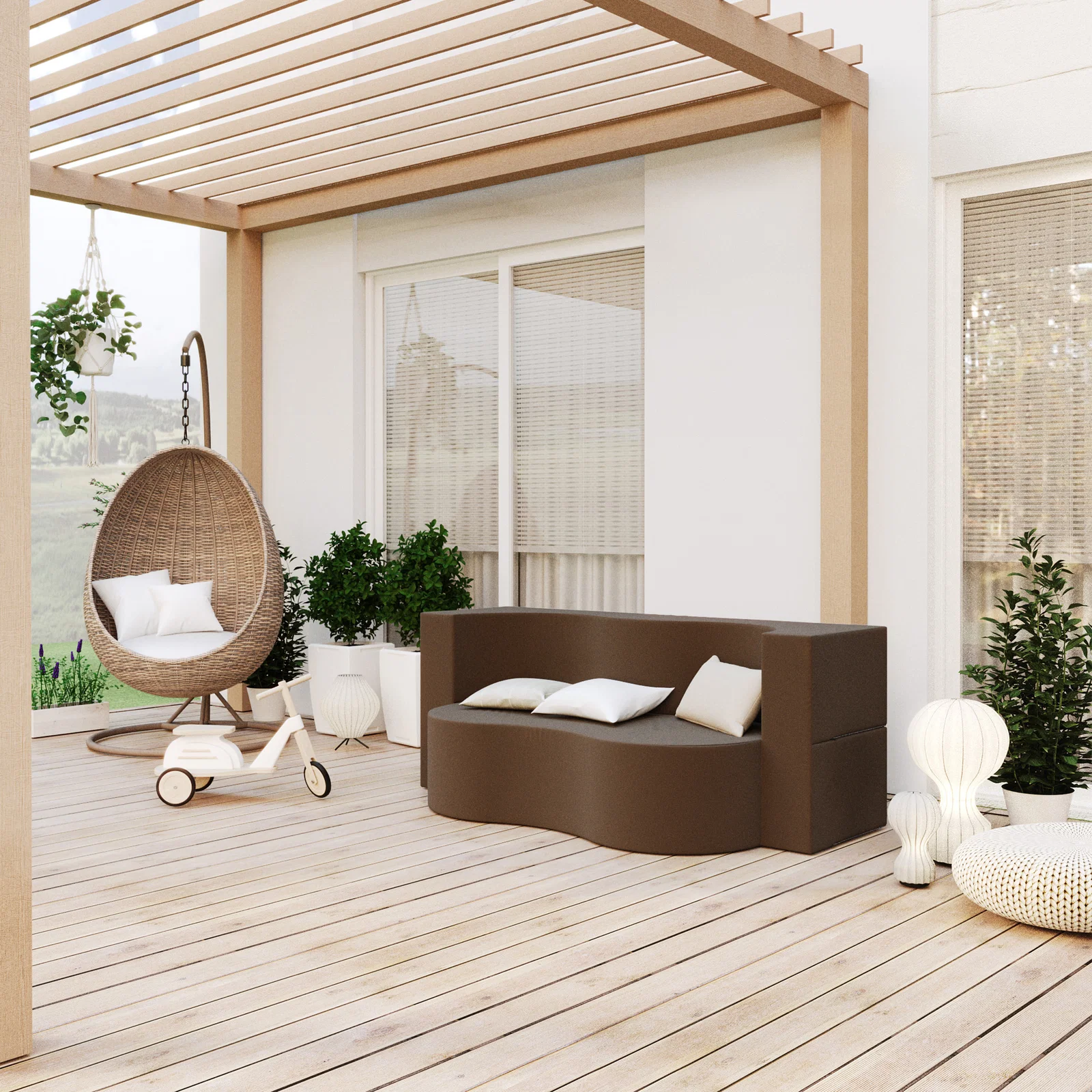 Rozkládací pohovka TWIST GARDEN HNĚDÁ voděodoná 120x200
