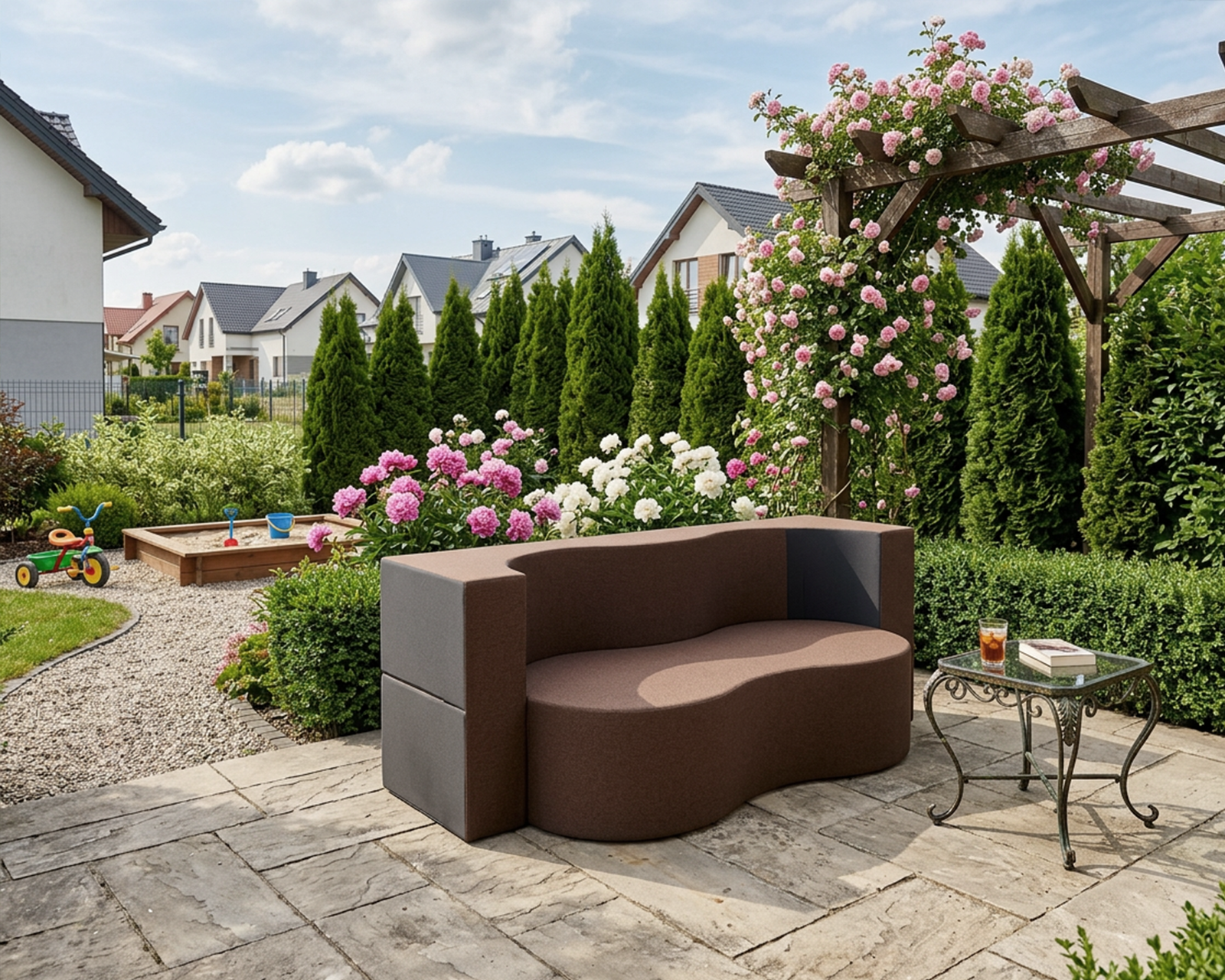 Rozkladacia pohovka TWIST GARDEN HNEDÁ vodeodoná 120x200