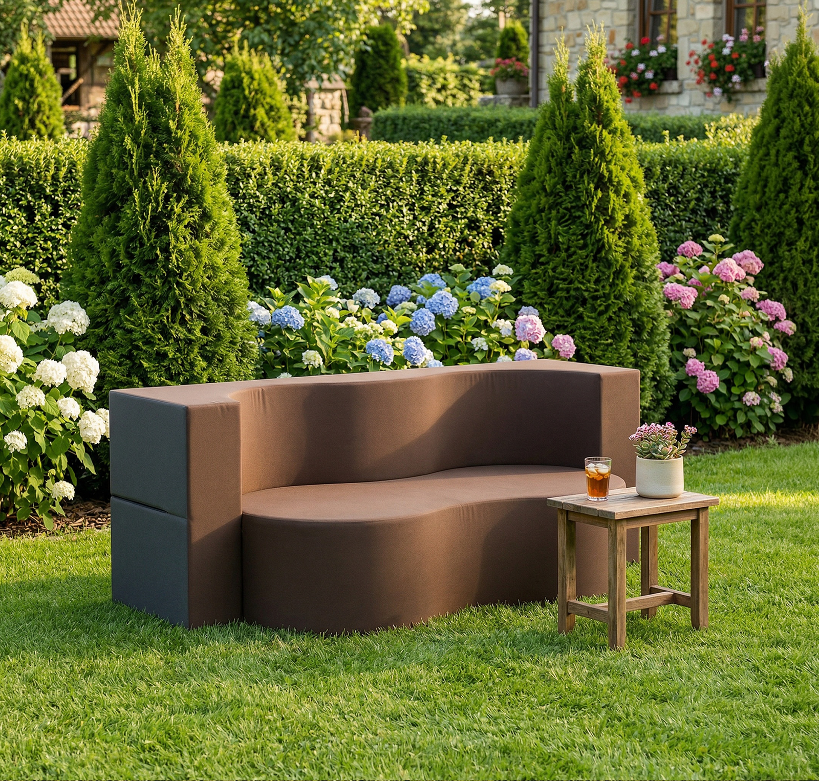 Rozkladacia pohovka TWIST GARDEN HNEDÁ vodeodoná 120x200