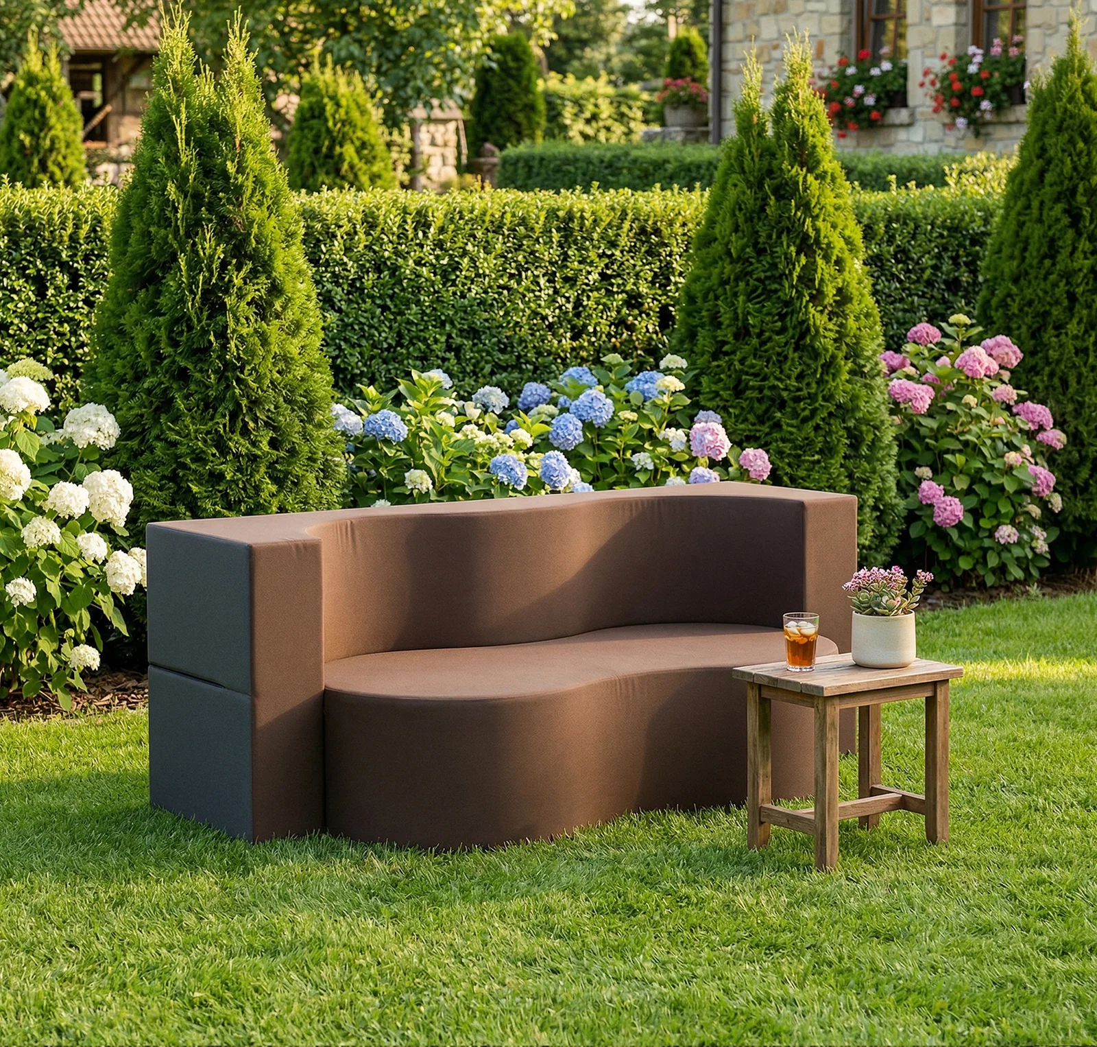 Rozkládací pohovka TWIST GARDEN HNĚDÁ voděodoná 120x200