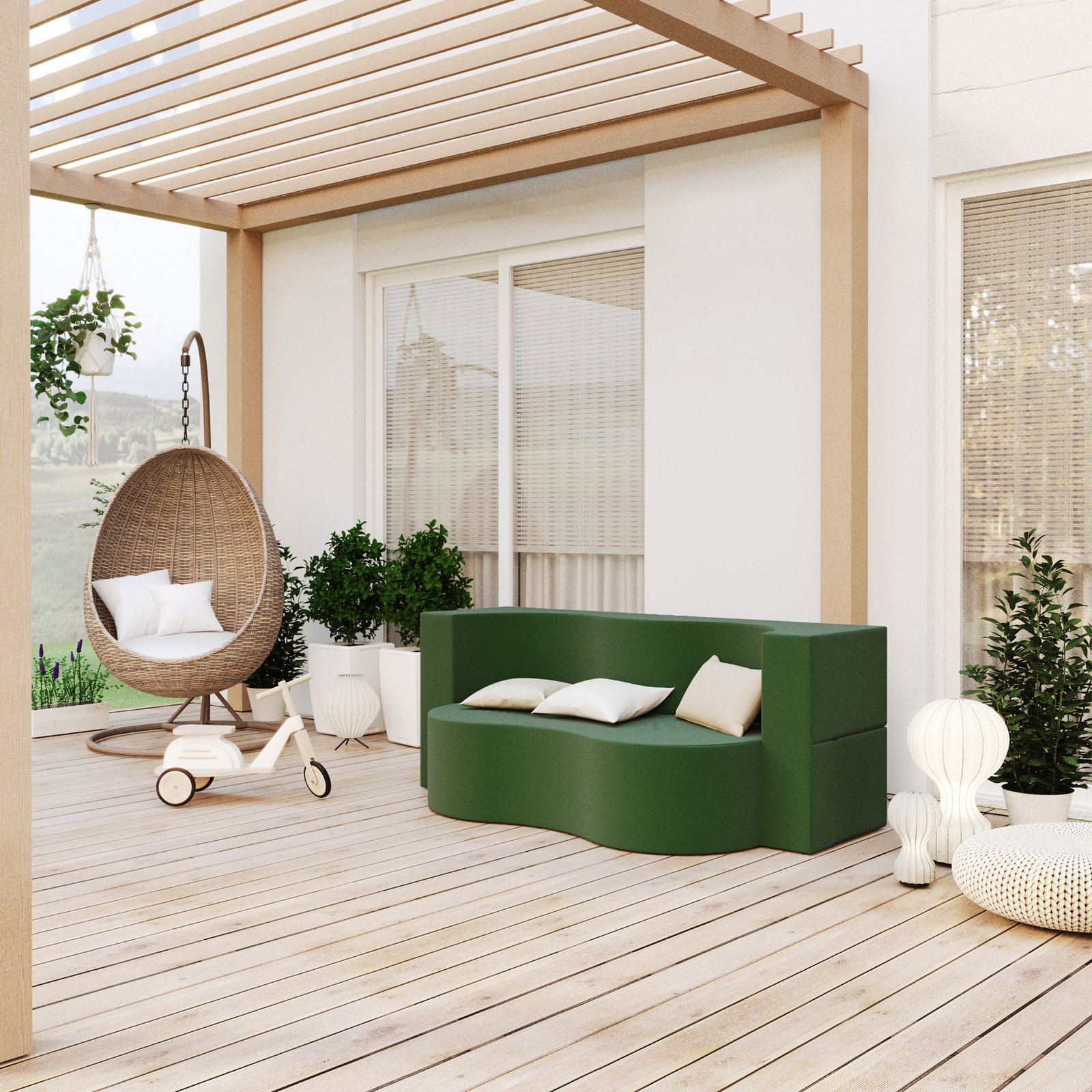 Rozkladacia pohovka TWIST GARDEN ZELENÁ vodeodoná 120x200