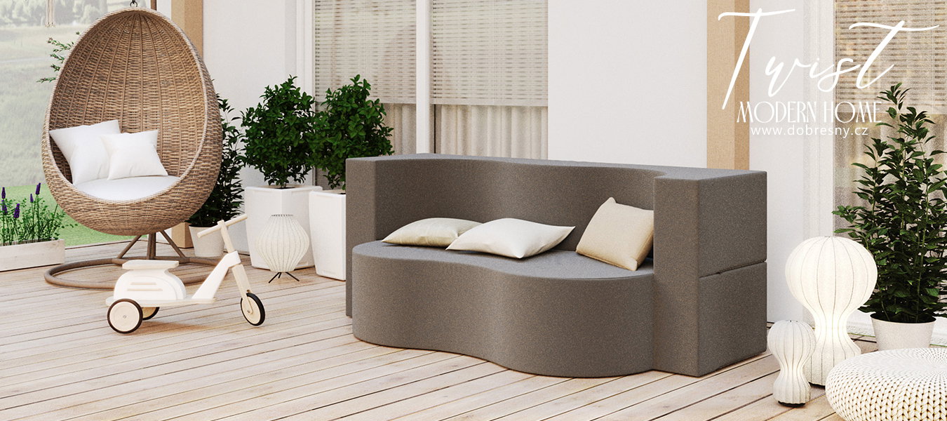 Rozkladacia pohovka TWIST GARDEN TMAVO ŠEDÁ vodeodoná 120x200