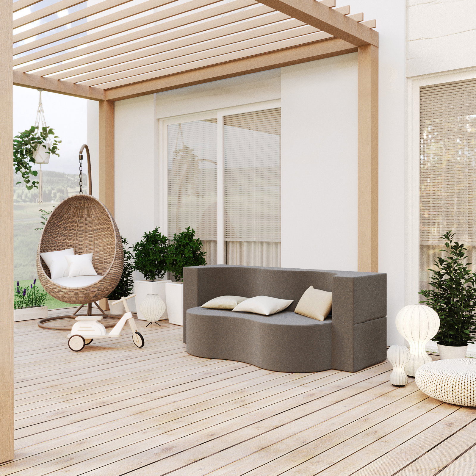 Rozkladacia pohovka TWIST GARDEN TMAVO ŠEDÁ vodeodoná 120x200