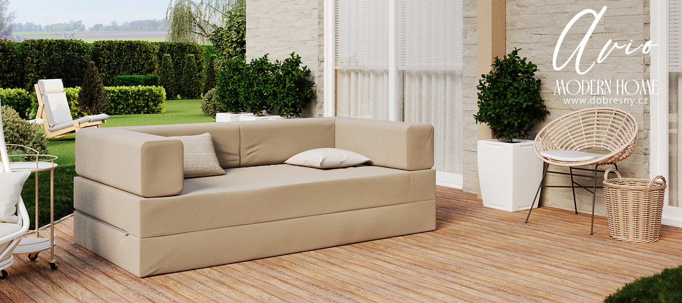 Rozkladacia pohovka AVIO GARDEN BÉŽOVÁ vodeodoná 200x200