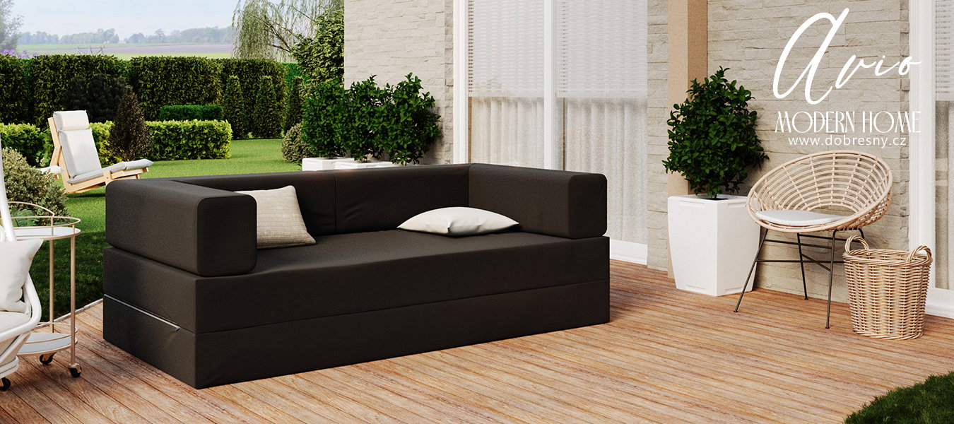 Rozkladacia pohovka AVIO GARDEN ČIERNA vodeodoná 200x200