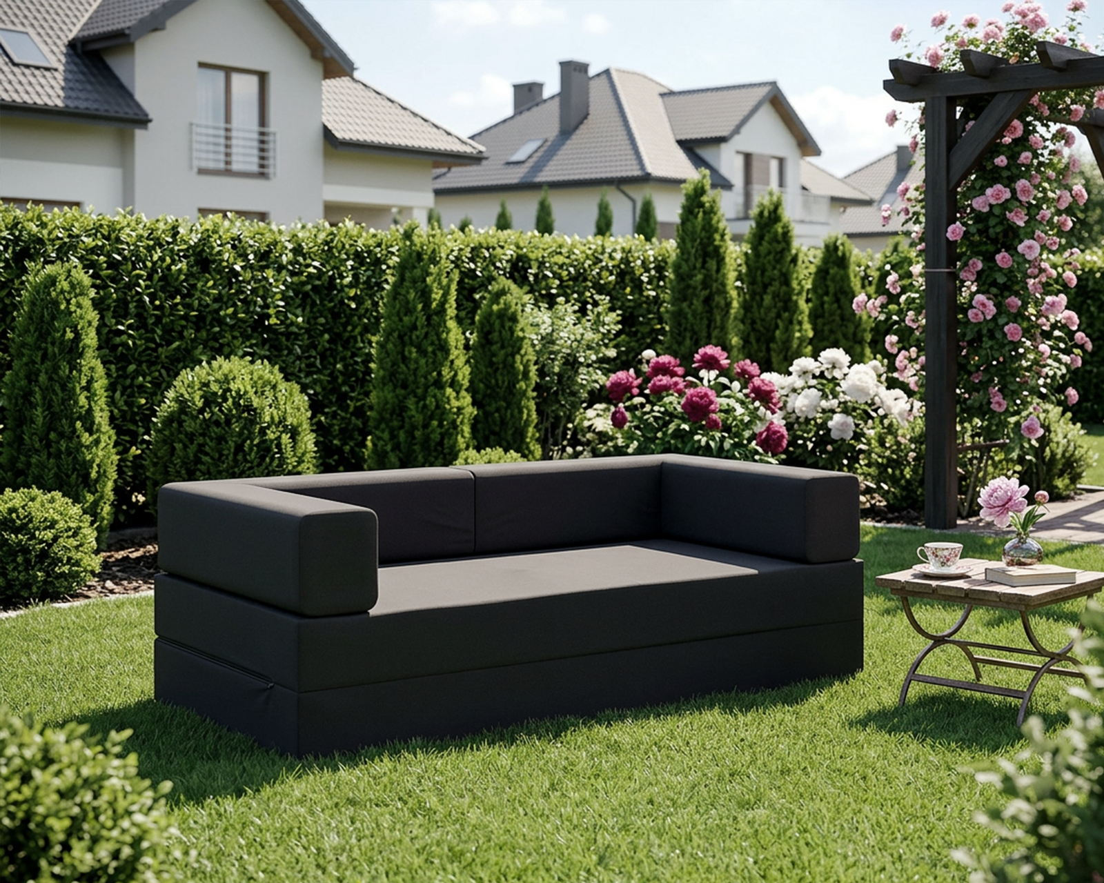 Rozkladacia pohovka AVIO GARDEN ČIERNA vodeodoná 200x200