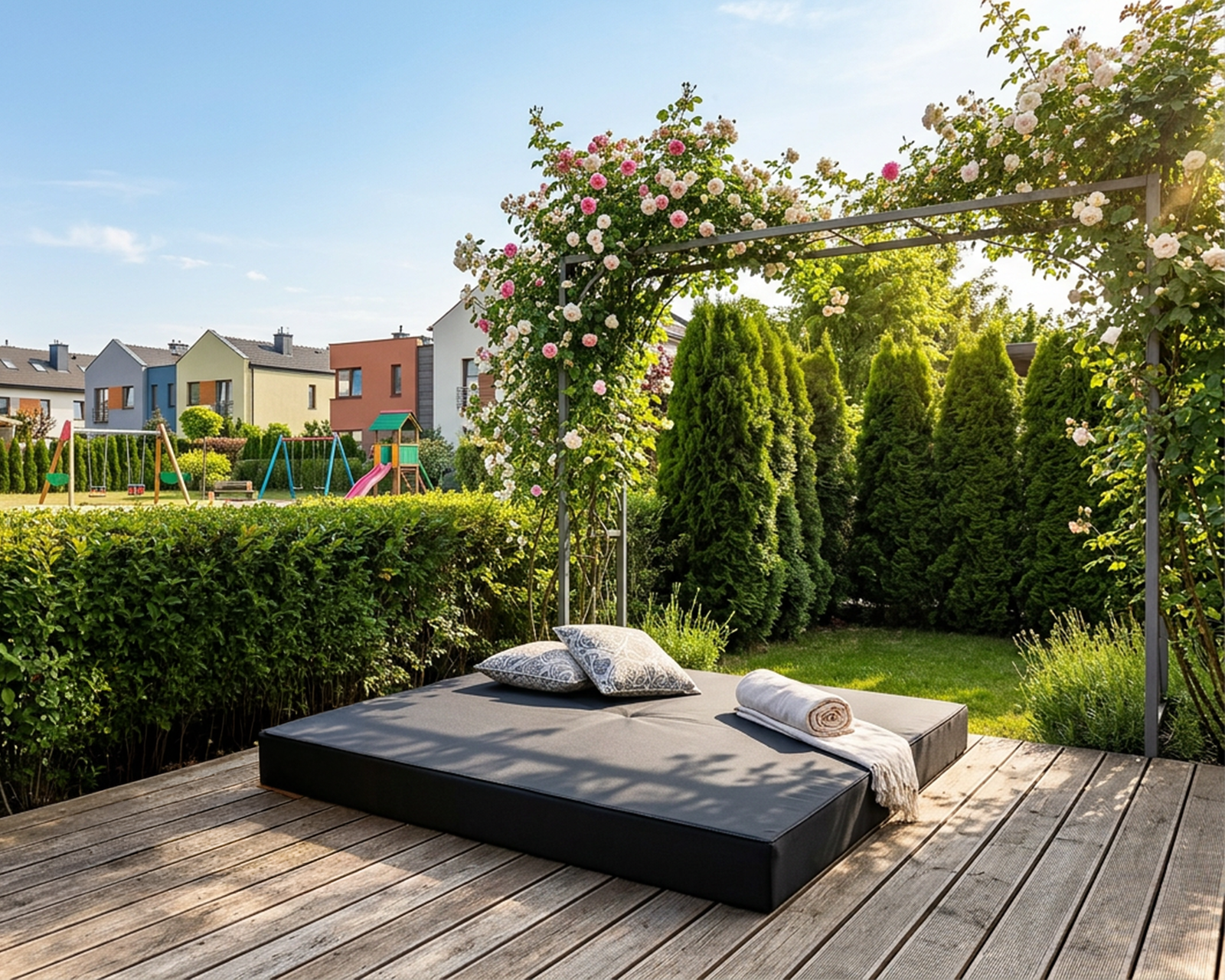 Rozkladacia pohovka AVIO GARDEN ČIERNA vodeodoná 200x200