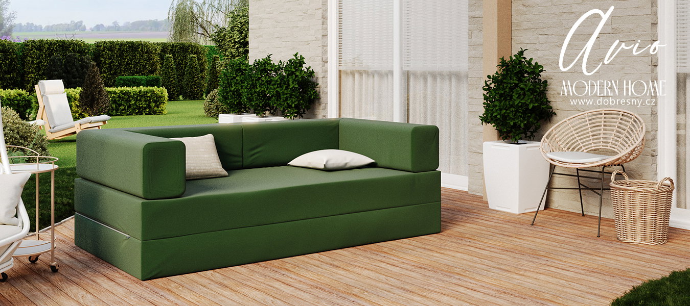 Rozkladacia pohovka AVIO GARDEN ZELENÁ vodeodoná 200x200