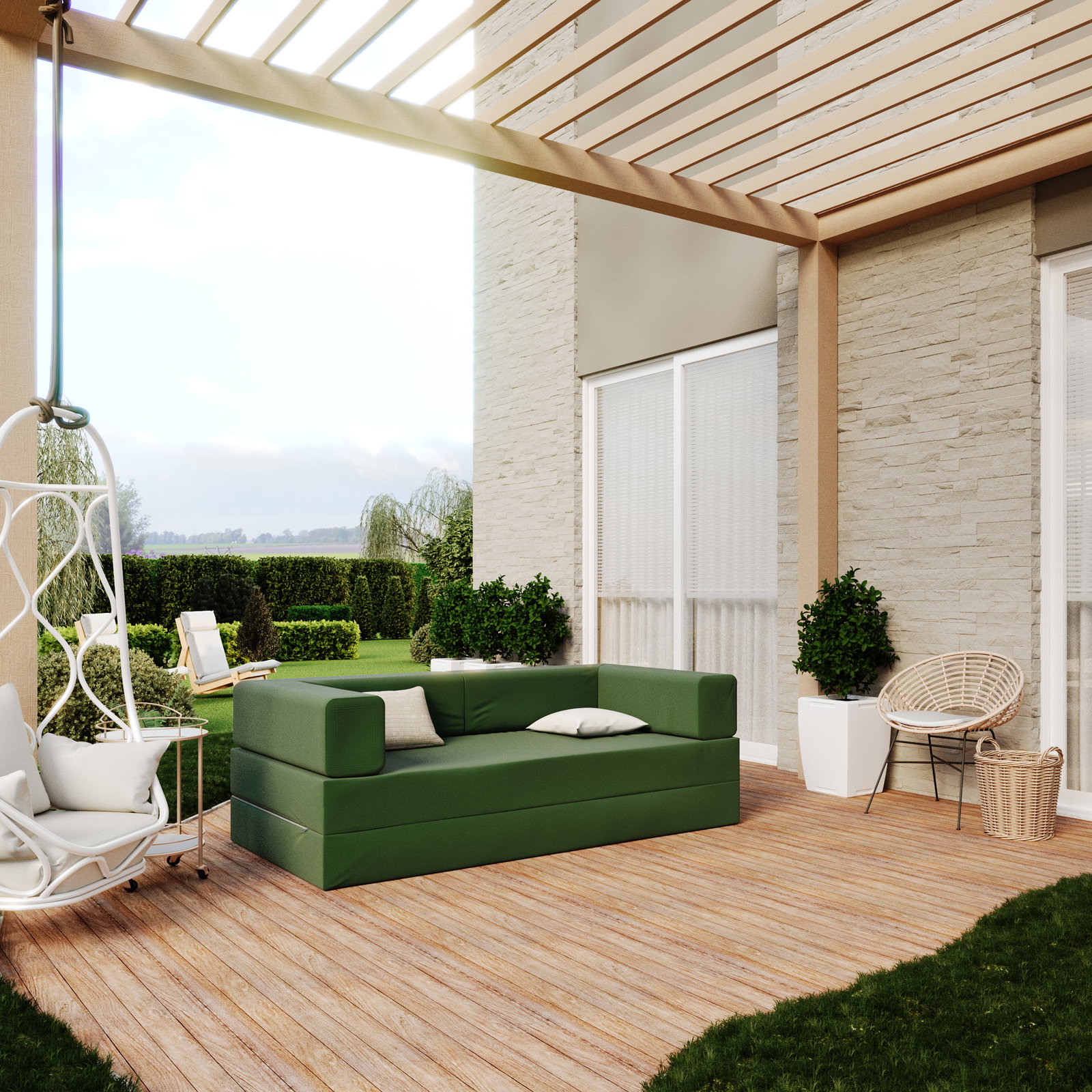 Rozkladacia pohovka AVIO GARDEN ZELENÁ vodeodoná 200x200